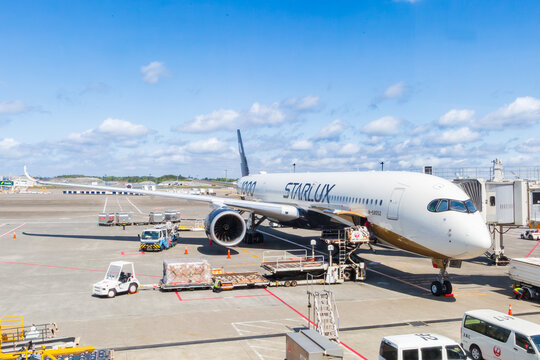 Ota, Tokyo, Japan, 04/16/2026: Airplane of STARLUX Airlines in Haneda airport