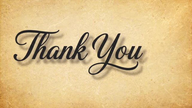 Elegant Thank You Animation on Vintage Paper Background - Gratitude Message