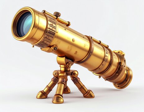 3d cute cartoon pirate spyglass telescope, brass gold collapsible single tube