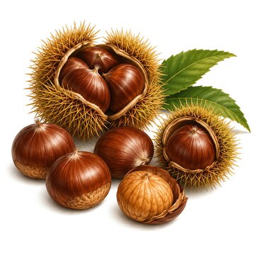 chestnuts on white background