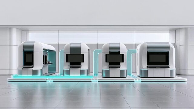 Factory Control Terminals Motion Background with Copy Space