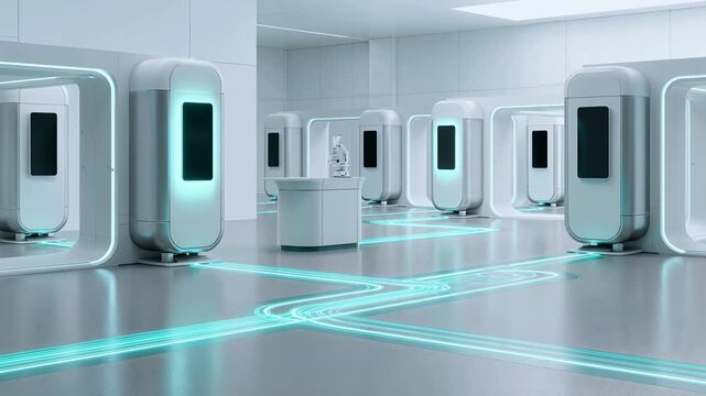 Automated Production Line Motion Background with Copy Space