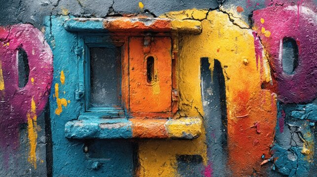 colorful graffiti on wall.