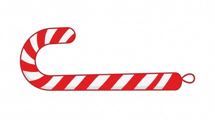 Fototapeta premium A festive red and white striped candy cane with a loop at the end. 