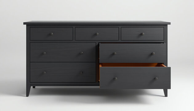 Grey chest of drawers isolated on white