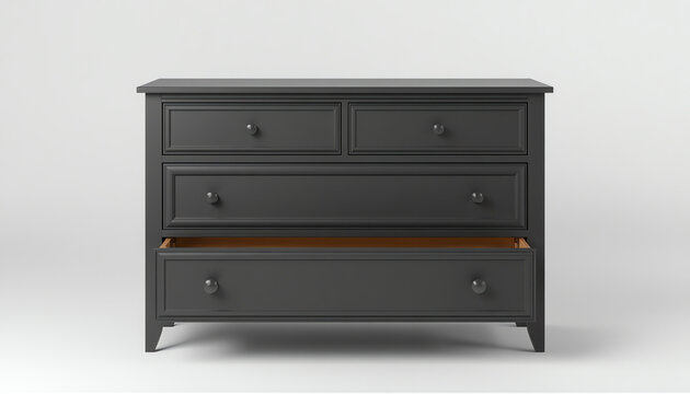 Grey chest of drawers isolated on white