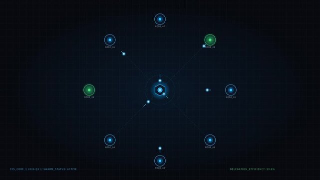 Futuristic digital user interface for connected network nodes data streams, for artificial intelligence, quantum computing, system monitoring, technology infrastructure, secure data