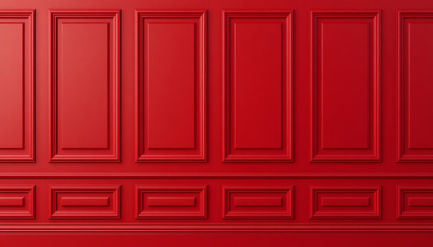 Classic red wainscot Retro wooden panel background. Wall beadboard wood decoration