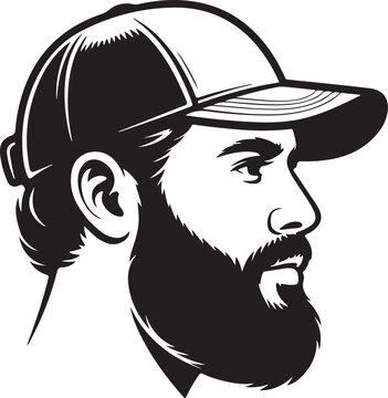 Minimalist side profile silhouette of a bearded man for a modern masculine logo design