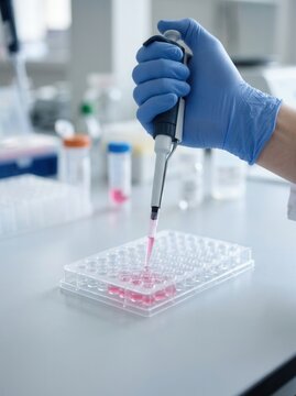 Precise Pipette Handling In A Bright Research Laboratory Setting