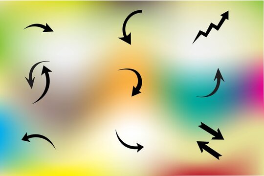 Black arrows showing different motion directions isolated on white background