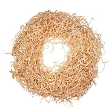 A wreath or nest made up of hay.