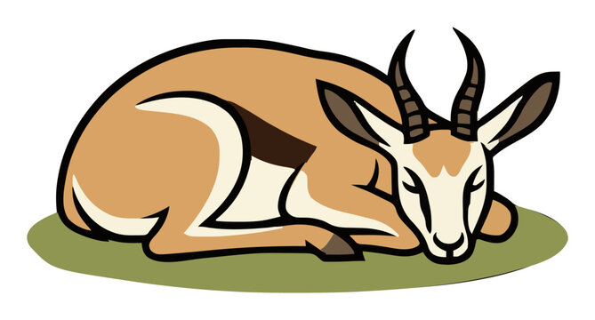 Sleeping springbok antelope vector illustration isol.... Generative AI
