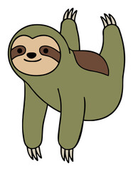 Fototapeta premium Cute three toed sloth vector illustration isolated o.... Generative AI