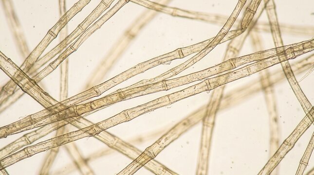 Microscopic View Of Plant Fibers With Detailed Cellular Structures