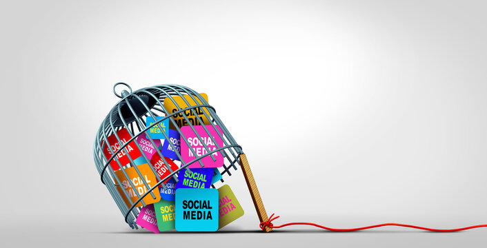 Social Media Trap as an addiction to consuming online content as a psychology crisis and mental health society issue.