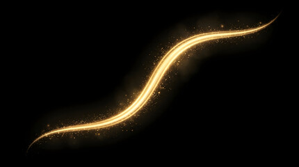 Fototapeta premium A beautiful golden light trail with glowing particles isolated on a black background perfect for adding magical effects to your creative digital design projects