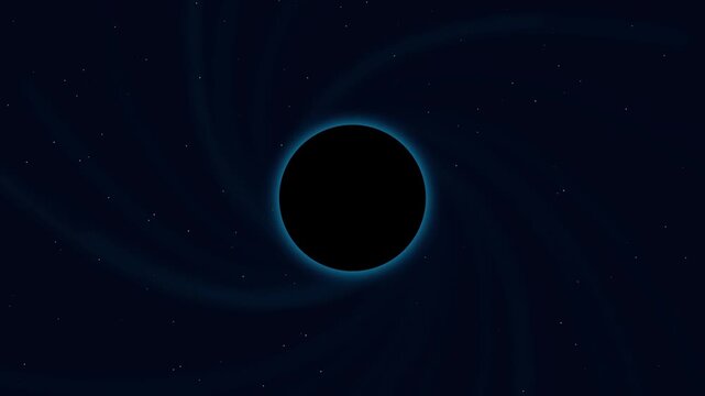 Black hole in deep space with swirling light and stars in the background