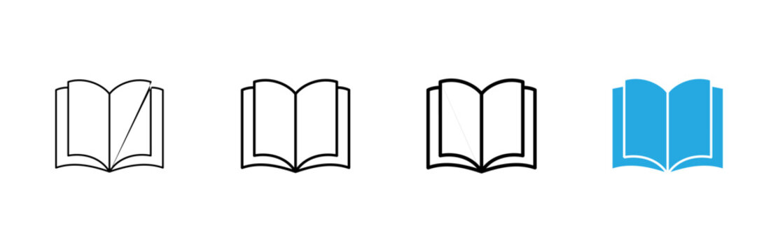 Book icon vector. open book sign and symbol. ebook icon
