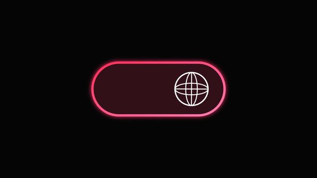 Red neon button toggle switch with atomic globe icon motion graphics loop on black background