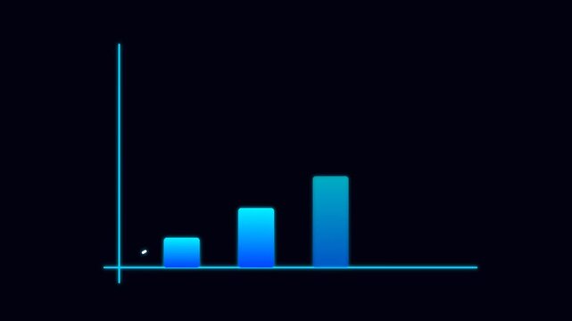 Blue neon coordinate axis motion graphics for data visualization and business statistics loop