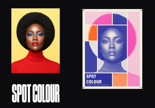 Risograph Photo Effect Template - Spot Color Three Ink Halftone Press Poster