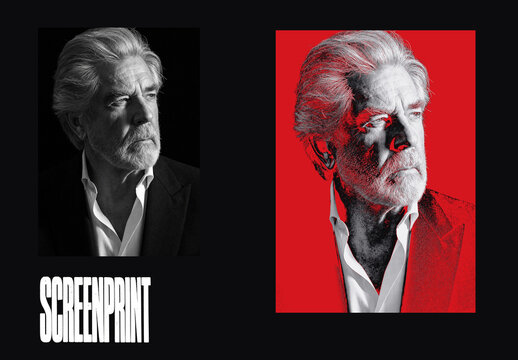 Screen Print Photo Effect Template - Red Black Duotone Silkscreen Punk Poster