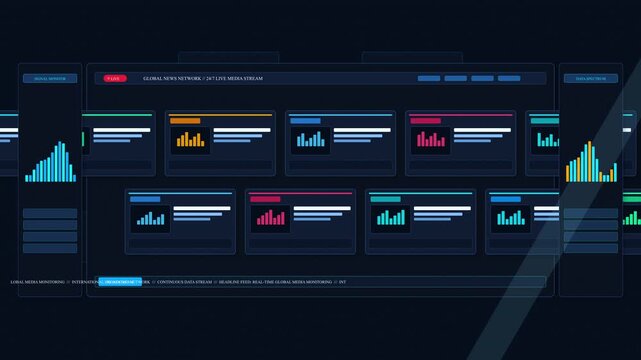 abstract motion graphic of news headlines displaying war outbreak and military attack