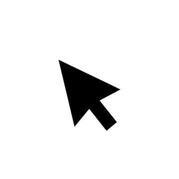 Black computer mouse cursor arrow icon isolated on transparent background
