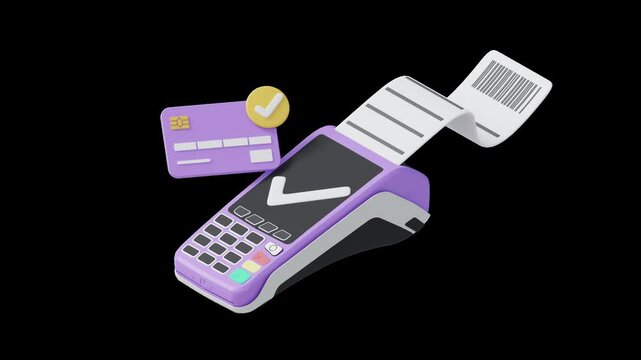 3D EDC Card Payment Terminal and Digital Transaction Illustration