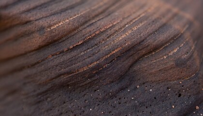 Obraz premium Fine layered rock texture showing smooth striations and earthy tones in a detailed close-up.