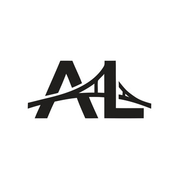 Letter AL monogram suspension bridge logo