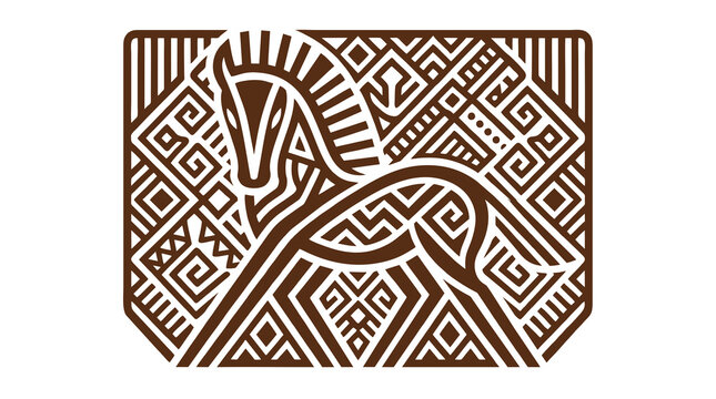 Sumba Horse and Ikat Weaving Abstract Batik Emblem Logo