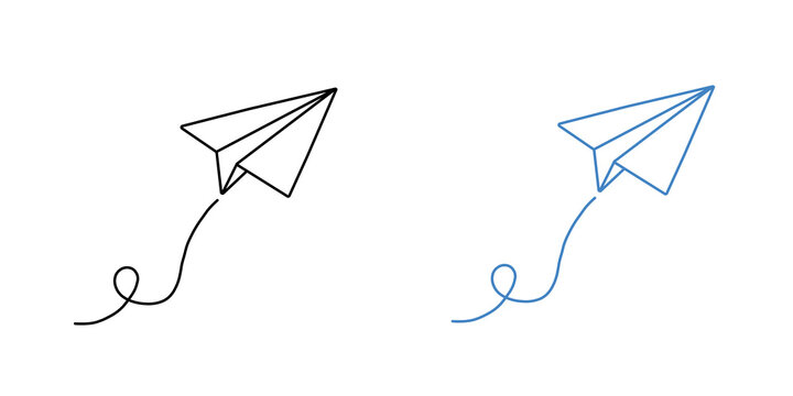 Paper plane flat vector icon with editable stroke