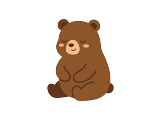 Obraz premium Cute Brown Bear Sitting with Closed Eyes.