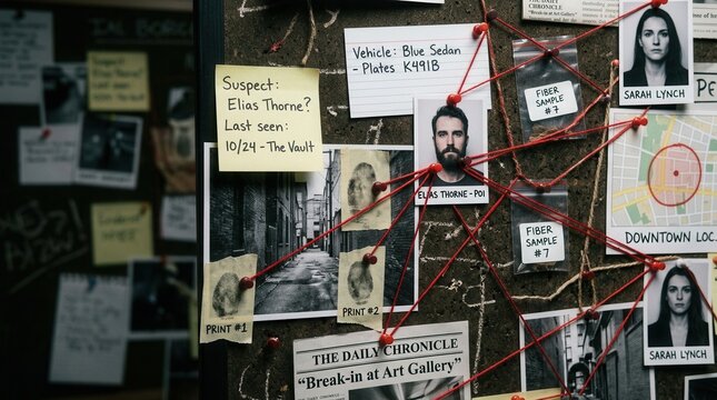 Intriguing Detective Investigation Board Unraveling Criminal Case Secrets