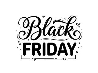 Fototapeta premium Black Friday lettering with elegant calligraphy. Hand drawn seasonal sale typography. Minimalist black and white promotional vector graphic.