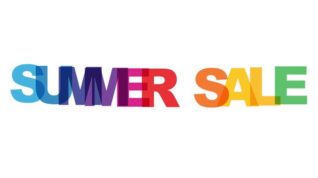 Summer Sale colorful animated typography text motion graphic on white background
