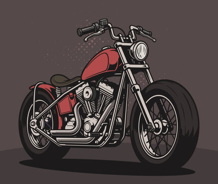 Vintage Custom Chopper Motorcycle Vector Illustration