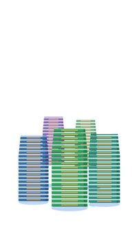 Iraq Dinar money packs 3D flight loop over IQD banknotes stacks towers seamless abstract background