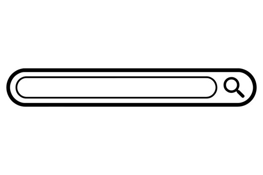 Search Bar Icon, Simple Web Search Box with Magnifying Glass on Transparent Background