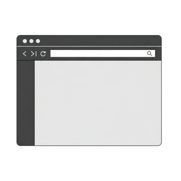 Minimalist web browser window interface mockup isolated on white background