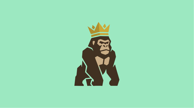 Regal Gorilla King Mascot Logo Vector Illustration