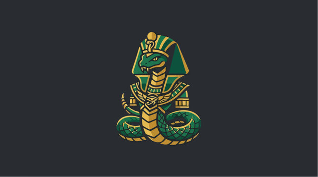 Egyptian Pharaoh Cobra Snake Mascot Vector Logo Design