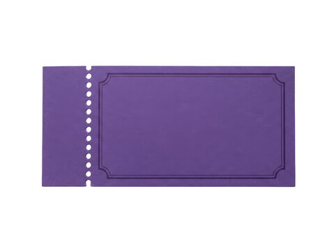 Blank purple raffle ticket isolated on transparent background