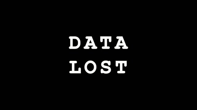 Digital glitch effect on text DATA LOST during data corruption in dark abstract background