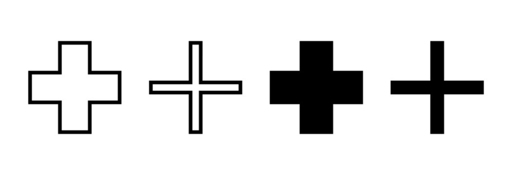 Plus Icon set vector. Add plus sign and symbol