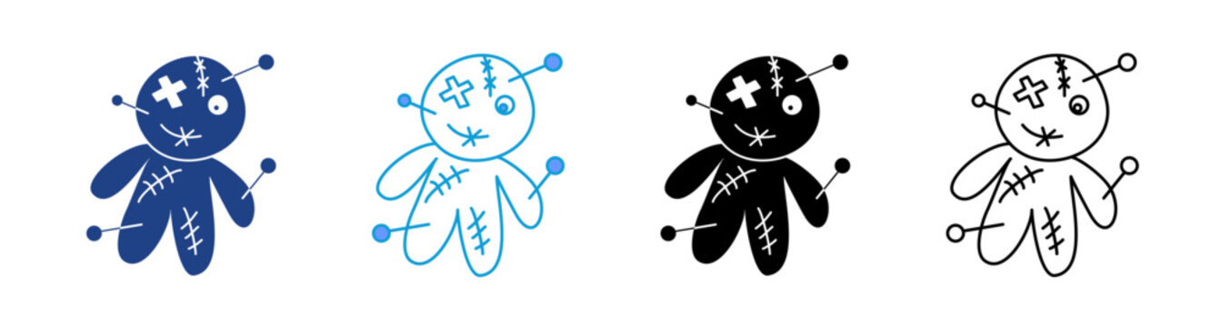 Voodoo Doll Icon Set Multiple Style