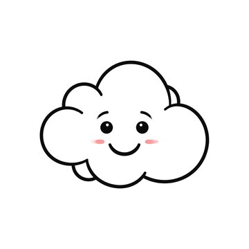 Cute smiling cloud character with happy expression.