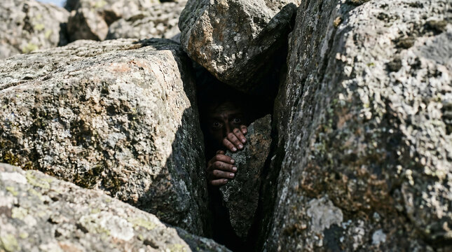 Large, heavy stones rolled against the mouth of the cave at Makkedah, trapping the five defeated Amorite kings inside.
